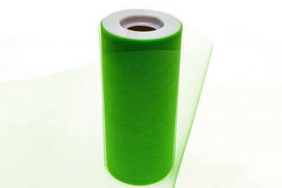 Фатин в шпульках 16-146, 10 гр/м2, шир. 15 см (в нам. 25+/-1 м), цвет зелёный - купить в Сызрани. Цена: 100.69 руб.