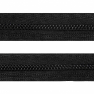 Рулонная молния с покрытием PVC спираль тип 3 (упак.270м) -черная с полосой СВО - купить в Сызрани. Цена: 12.87 руб.