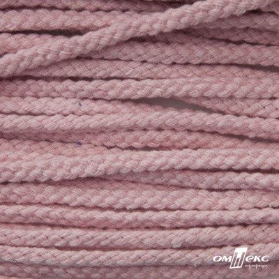 Шнур плетеный d-6 мм круглый, 70% хлопок 30% полиэстер, уп.90+/-1 м, цв.1087-розовый - купить в Сызрани. Цена: 588 руб.