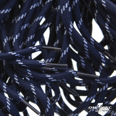 Шнурки #107-19, круглые 130 см, двухцветные цв.тём.синий/белый - купить в Сызрани. Цена: 22.14 руб.
