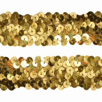 Тесьма с пайетками D16, шир. 30 мм/уп. 25+/-1 м, цвет золото - купить в Сызрани. Цена: 1 087.39 руб.