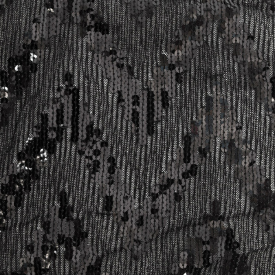 Трикотажное полотно с пайетками, шир.130 см, #311-бахрома чёрная - купить в Сызрани. Цена 1 183.35 руб.