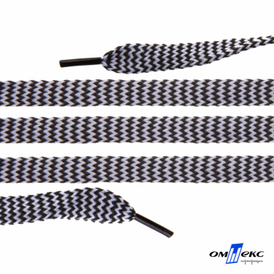 Шнурки #107-07, плоские 130 см, двухцветные цв.серый/чёрный - купить в Сызрани. Цена: 23.03 руб.