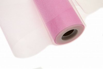 Фатин блестящий в шпульках 16-14, 12 гр/м2, шир. 15 см (в нам. 25+/-1 м), цвет розовый - купить в Сызрани. Цена: 108.61 руб.