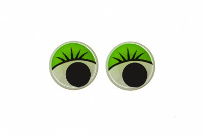 Глазки для игрушек, круглые, с бегающими зрачками, 10 мм/упак.50+/-2 шт, цв. -зеленый - купить в Сызрани. Цена: 71.20 руб.