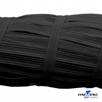 Резиновые нити с текстильным покрытием, шир. 6 мм (55 м/уп), цв.-черный - купить в Сызрани. Цена: 210.75 руб.