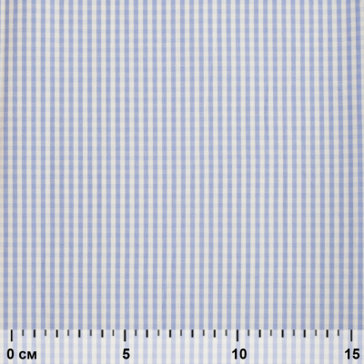 Ткань сорочечная Клетка Виши, 115 г/м2, 58% пэ,42% хл, шир.150 см, цв.2-голубой, (арт.111) - купить в Сызрани. Цена 309.82 руб.