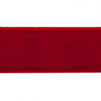 Лента бархатная нейлон, шир.25 мм, (упак. 45,7м), цв.45-красный - купить в Сызрани. Цена: 981.09 руб.