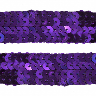 Тесьма с пайетками 12, шир. 20 мм/уп. 25+/-1 м, цвет фиолет - купить в Сызрани. Цена: 778.19 руб.