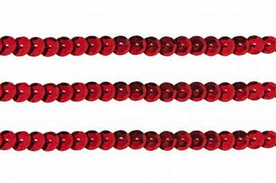 Пайетки "ОмТекс" на нитях, SILVER-BASE, 6 мм С / упак.73+/-1м, цв. 3 - красный - купить в Сызрани. Цена: 468.37 руб.