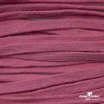 Шнур плетеный d-8 мм плоский, 70% хлопок 30% полиэстер, уп.85+/-1 м, цв.1029-розовый - купить в Сызрани. Цена: 735 руб.