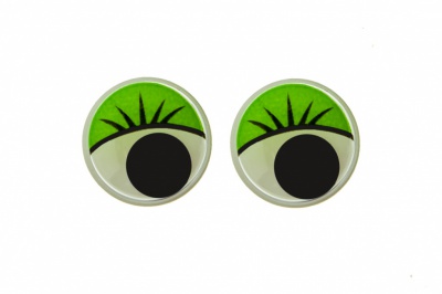 Глазки для игрушек, круглые, с бегающими зрачками, 15 мм/упак.50+/-2 шт, цв. -зеленый - купить в Сызрани. Цена: 113.01 руб.
