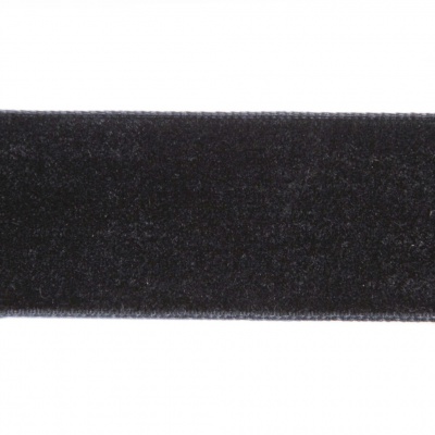 Лента бархатная нейлон, шир.25 мм, (упак. 45,7м), цв.03-черный - купить в Сызрани. Цена: 800.84 руб.
