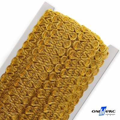 Тесьма металлизированная 0384-0777, шир. 34 мм/уп. 25+/-1 м, цвет золото - купить в Сызрани. Цена: 586.51 руб.
