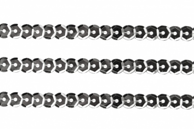 Пайетки "ОмТекс" на нитях, SILVER-BASE, 6 мм С / упак.73+/-1м, цв. 1 - серебро - купить в Сызрани. Цена: 468.37 руб.