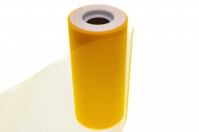 Фатин в шпульках 16-72, 10 гр/м2, шир. 15 см (в нам. 25+/-1 м), цвет жёлтый - купить в Сызрани. Цена: 100.69 руб.