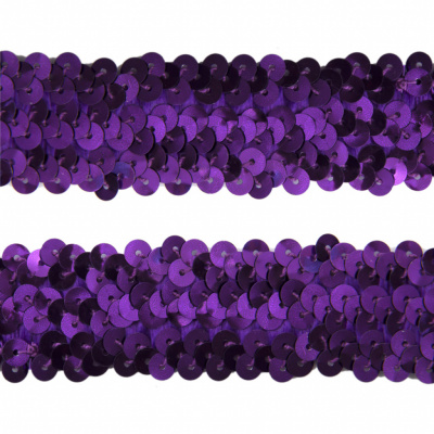 Тесьма с пайетками 12, шир. 30 мм/уп. 25+/-1 м, цвет фиолет - купить в Сызрани. Цена: 1 098.48 руб.