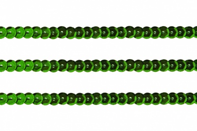 Пайетки "ОмТекс" на нитях, SILVER-BASE, 6 мм С / упак.73+/-1м, цв. 4 - зеленый - купить в Сызрани. Цена: 484.77 руб.