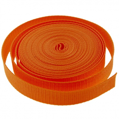 Стропа текстильная, шир. 25 мм (в нам. 50+/-1 ярд), цвет оранжевый - купить в Сызрани. Цена: 409.94 руб.