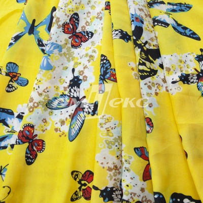 Плательная ткань "Софи" 7.2, 75 гр/м2, шир.150 см, принт бабочки - купить в Сызрани. Цена 241.49 руб.